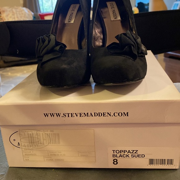 NIB Steve Madden Black Suede High Heels, Size 8, 4” heels - Picture 3 of 8